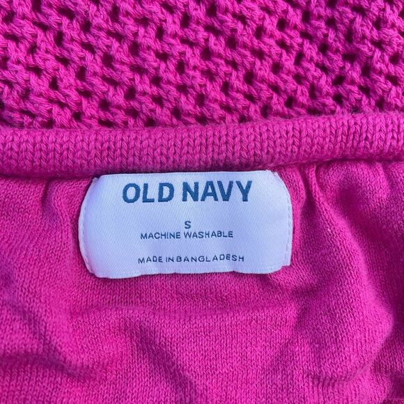 Old Navy Size Small Halter Crochet Mini Dress Dragon Fruit Pink 100% cotton - Picture 7 of 8